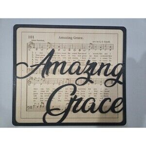 Amazing Grace laser engraved with Music Sheet in background 2 colors 12"wood art